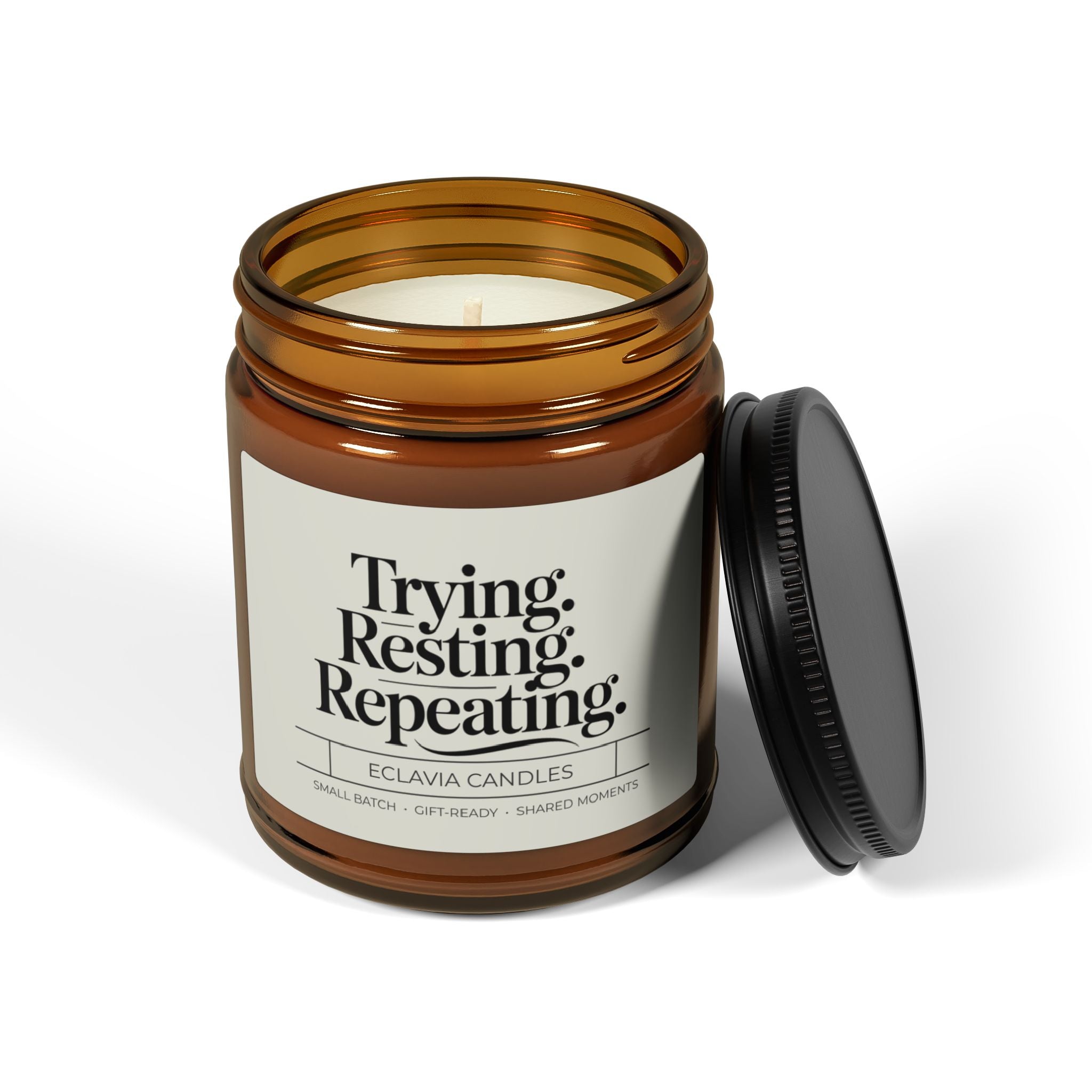 Soy Candle — "Trying. Resting. Repeating." Amber Jar (Relaxing Scent)