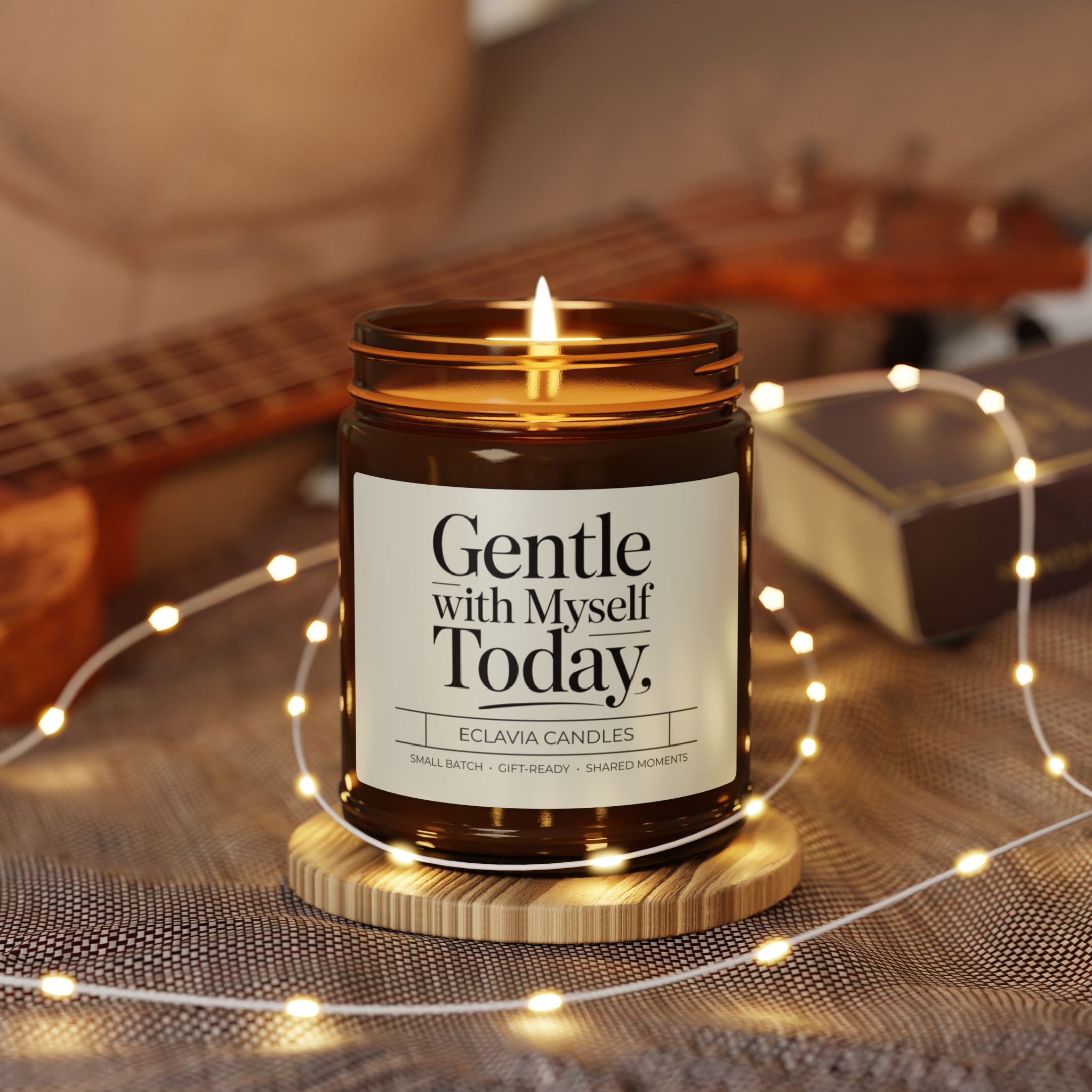 Gentle With Myself Today Soy Candle — Amber Jar Scented Candle for Self-Care & Relaxation