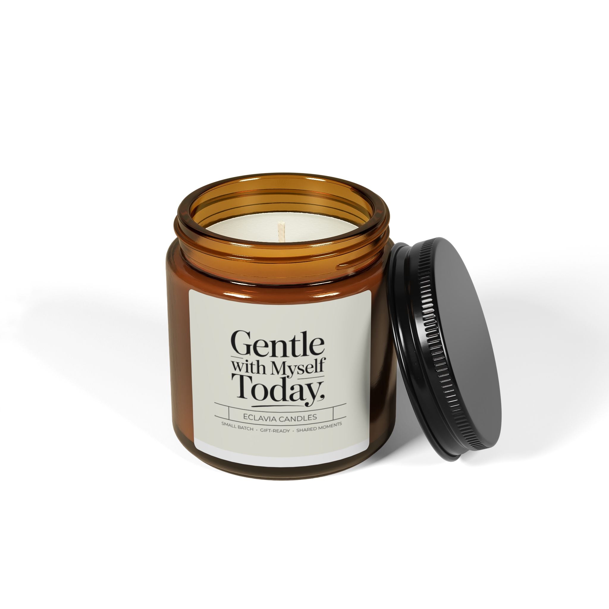 Gentle With Myself Today Soy Candle — Amber Jar Scented Candle for Self-Care & Relaxation