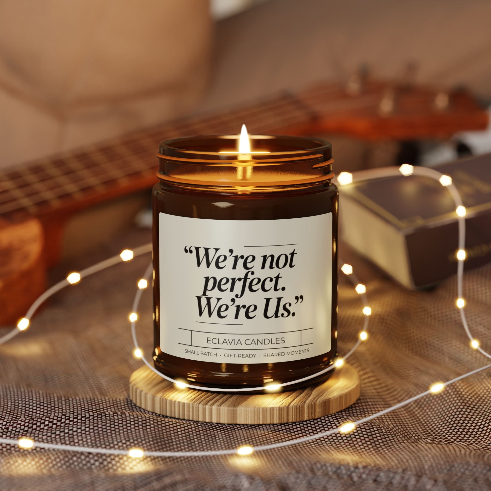 Scented Candle — "We're not perfect. We're Us." Amber Soy Jar (Multiple Sizes)