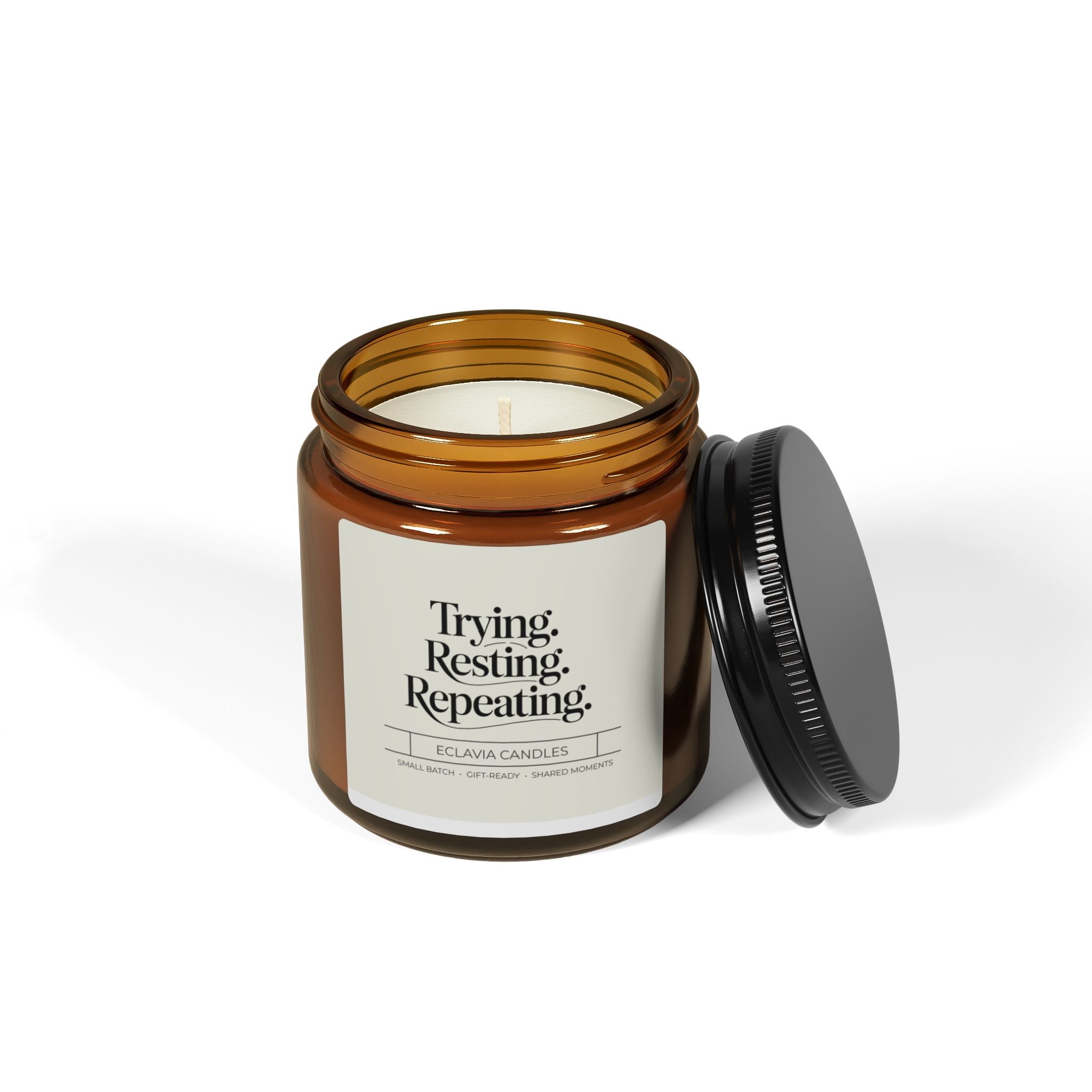 Aromatherapy Candle — "Trying. Resting. Repeating." Amber Soy Jar